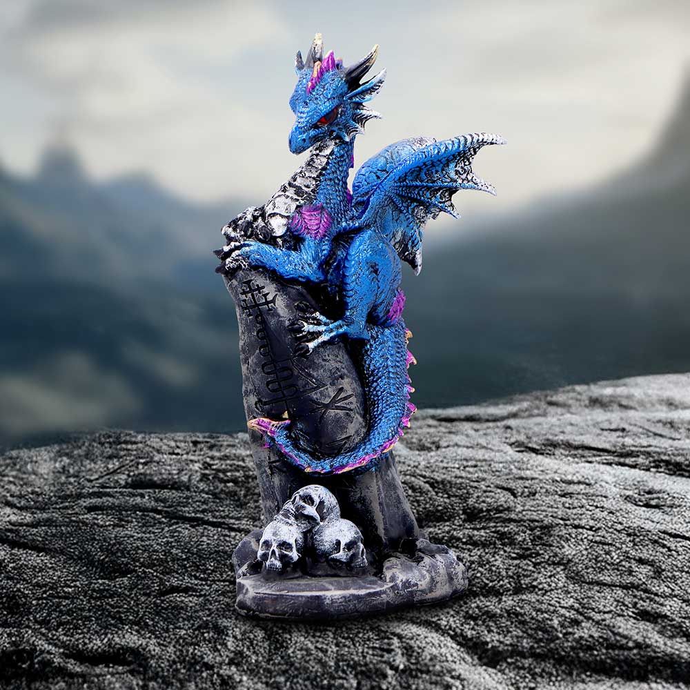 Cobalt Rune Protector Resin Dragon Figurine 10.8cm 7