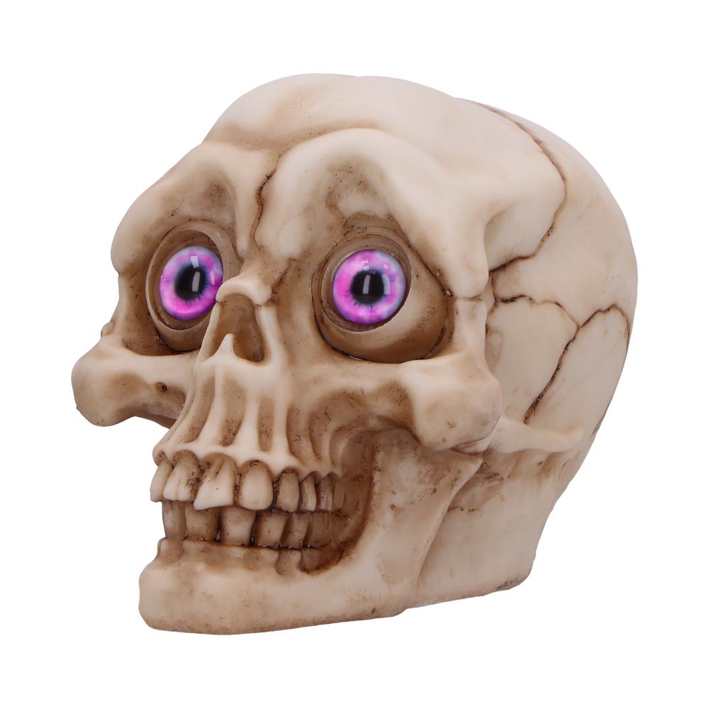 Eyes Wide Open Pink Decorative Resin Skull 8.7cm 3