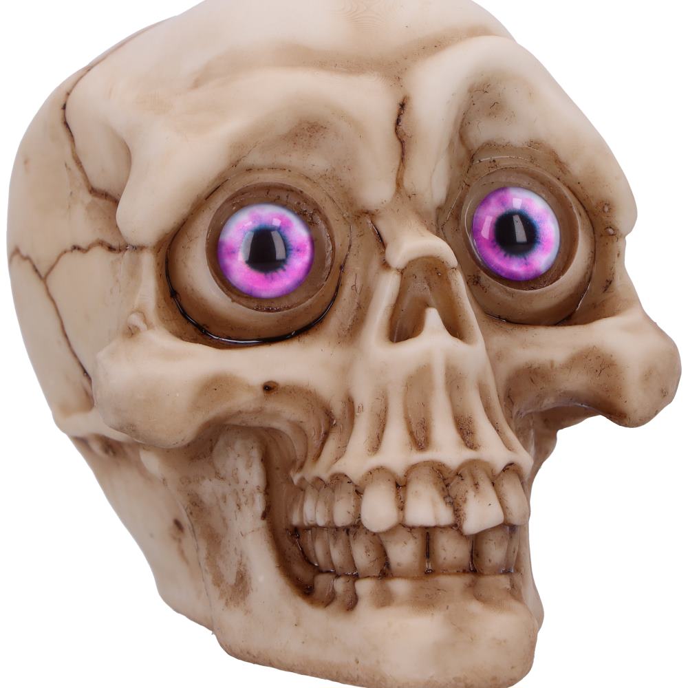 Eyes Wide Open Pink Decorative Resin Skull 8.7cm 5