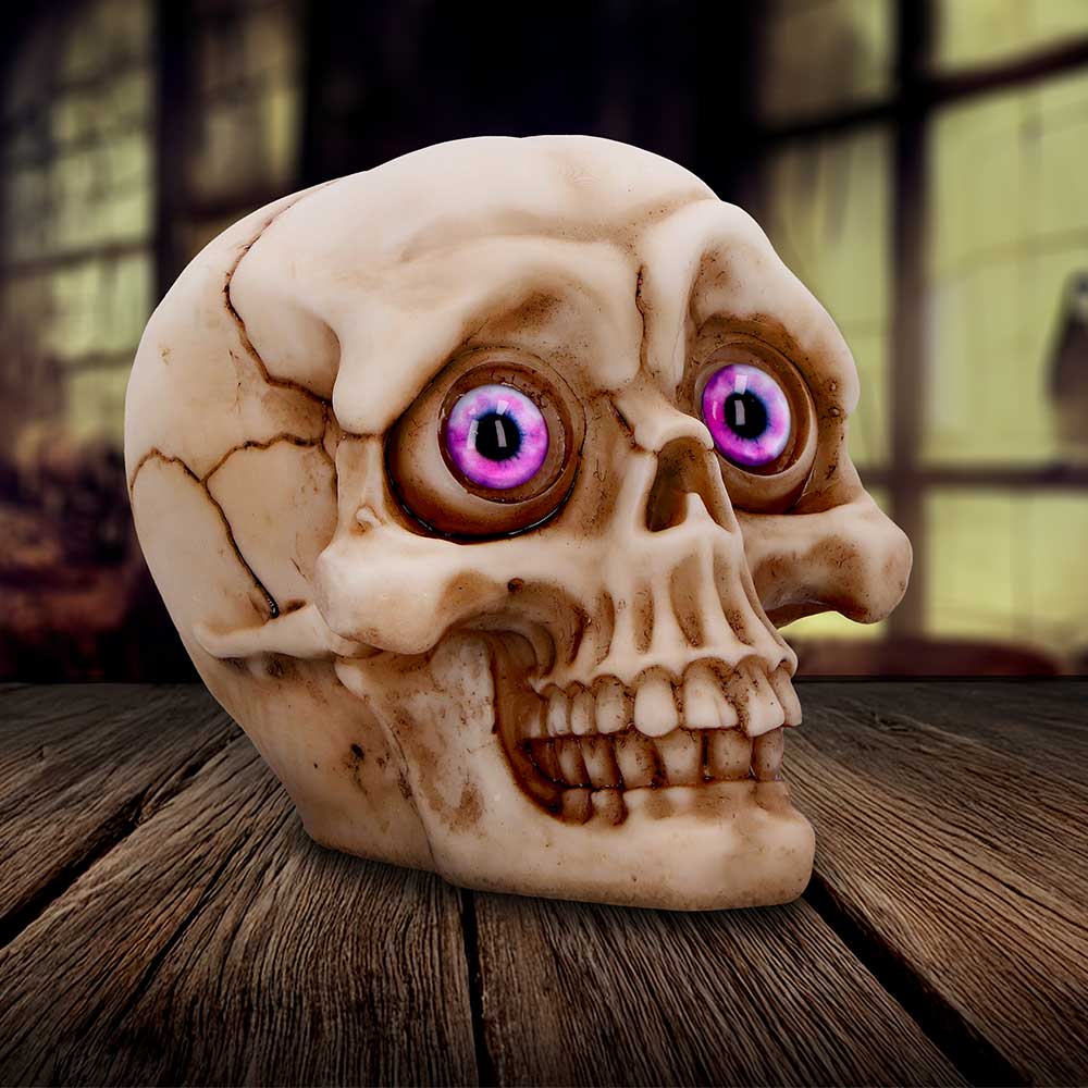 Eyes Wide Open Pink Decorative Resin Skull 8.7cm 7