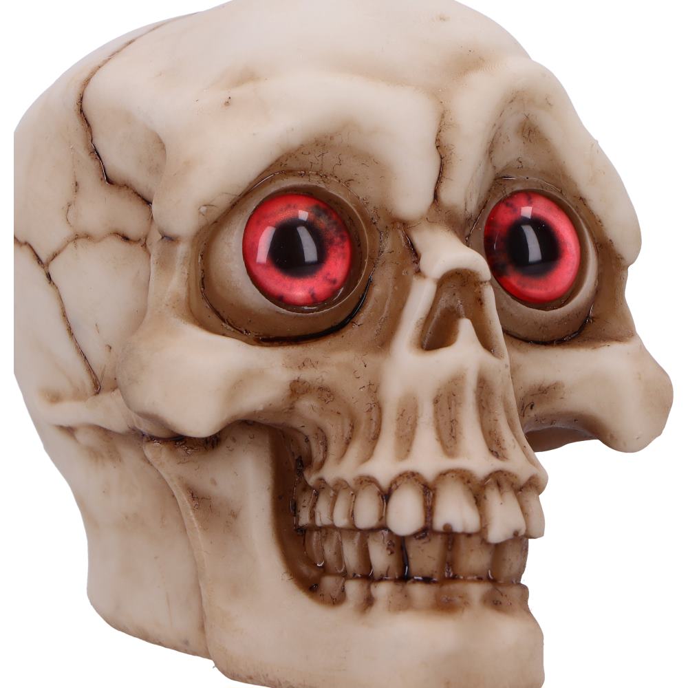 Eyes Wide Open Red Decorative Resin Skull 8.7cm 5