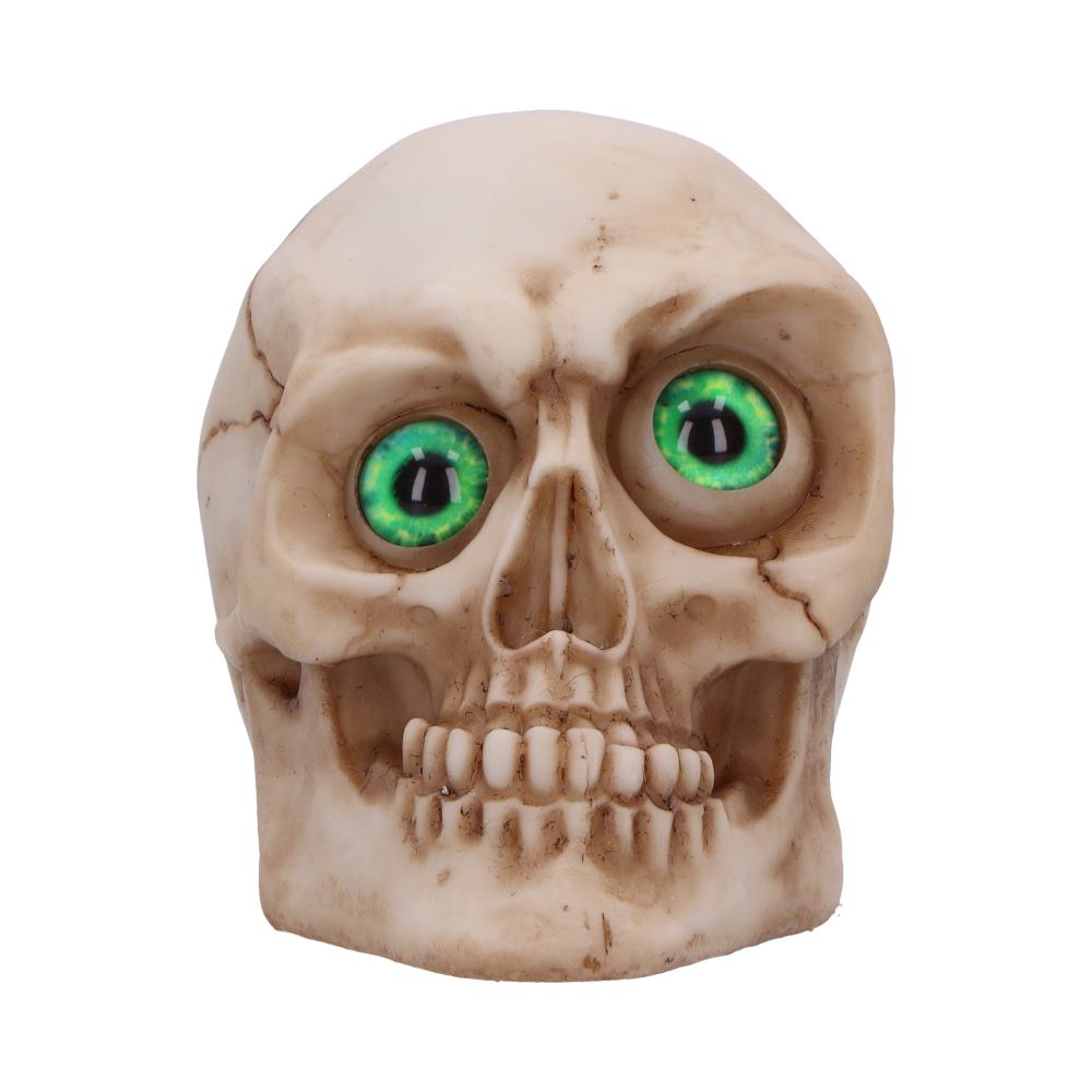 Eyes Wide Open Green Decorative Resin Skull 7cm 2