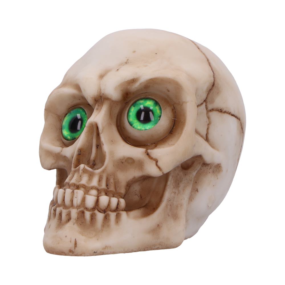 Eyes Wide Open Green Decorative Resin Skull 7cm 3