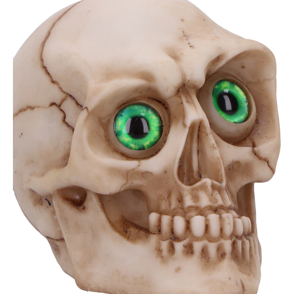 Eyes Wide Open Green Decorative Resin Skull 7cm 5