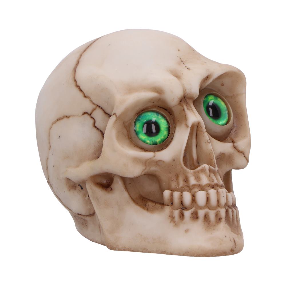 Eyes Wide Open Green Decorative Resin Skull 7cm 1