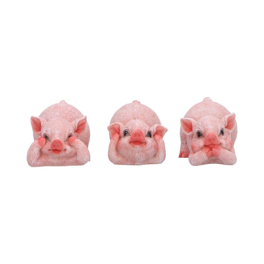 Three Wise Playful Pigs Figurine Set 8.4cm 1