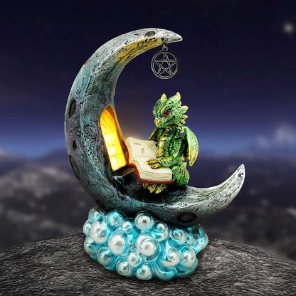 Moonbound Scholar LED Dragon Figurine 21cm 7