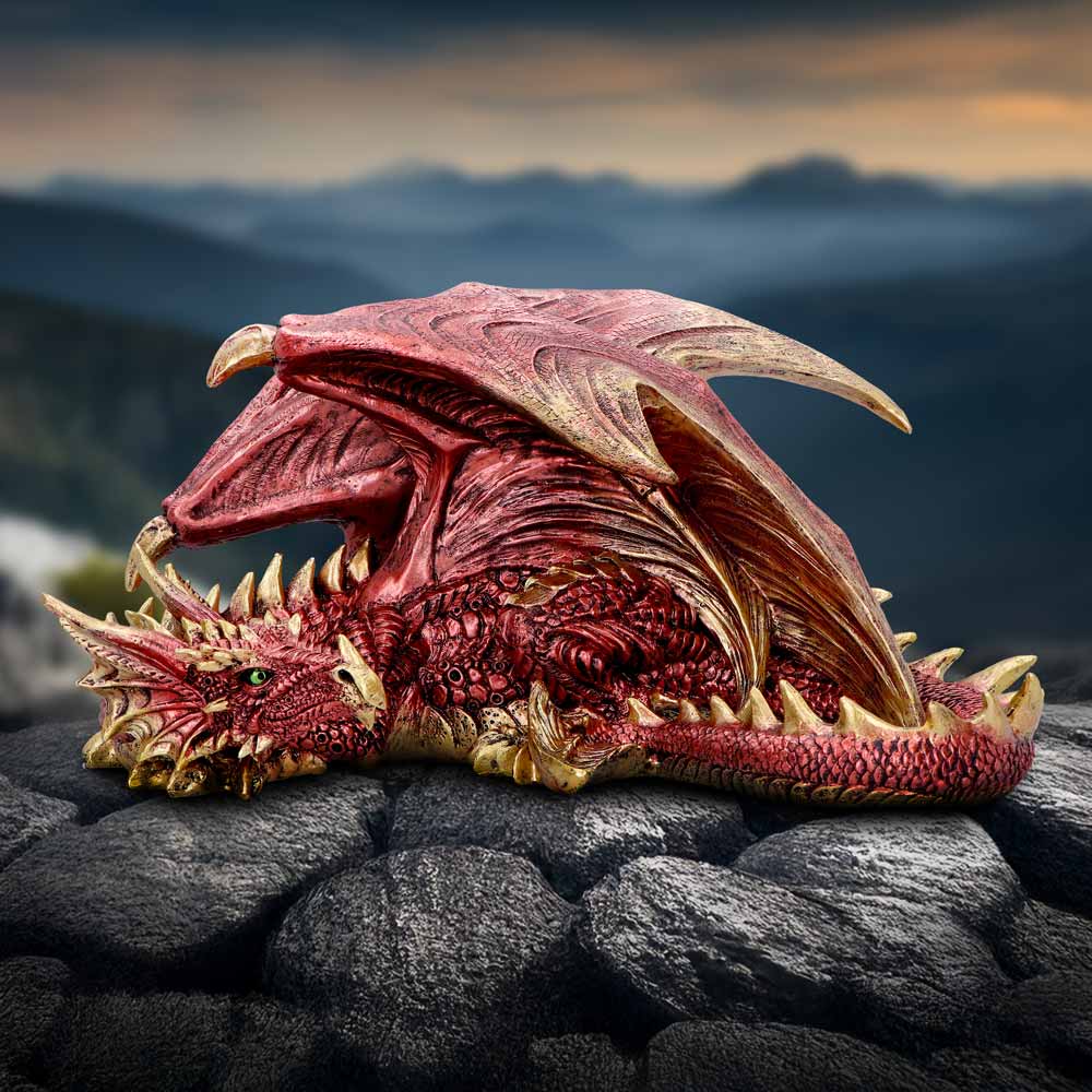 Aaden Sleeping Red Dragon Figurine 31.5cm 7