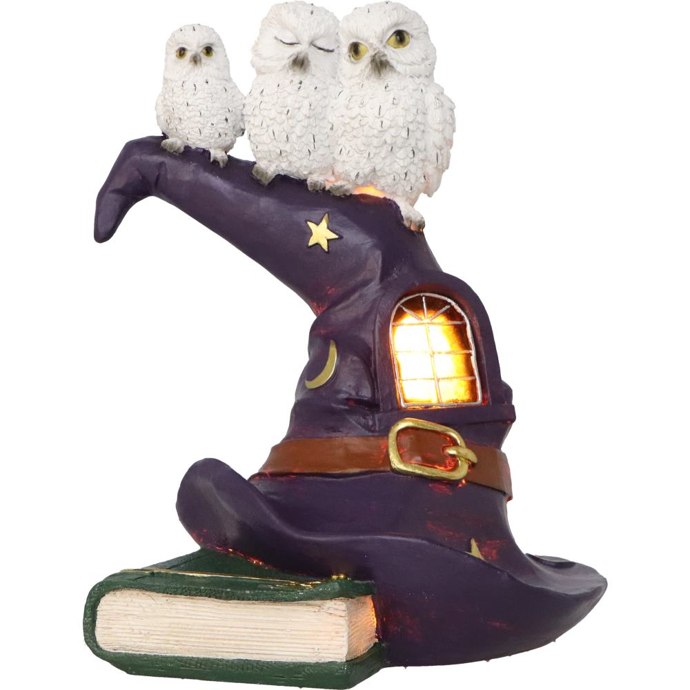 The Witching Perch Owl Witch LED Hat Sculpture 18.5cm 6