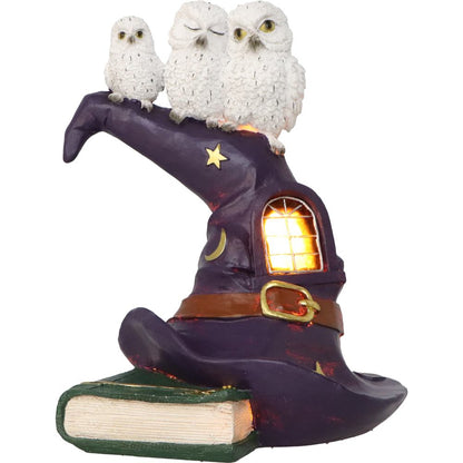 The Witching Perch Owl Witch LED Hat Sculpture 18.5cm 6