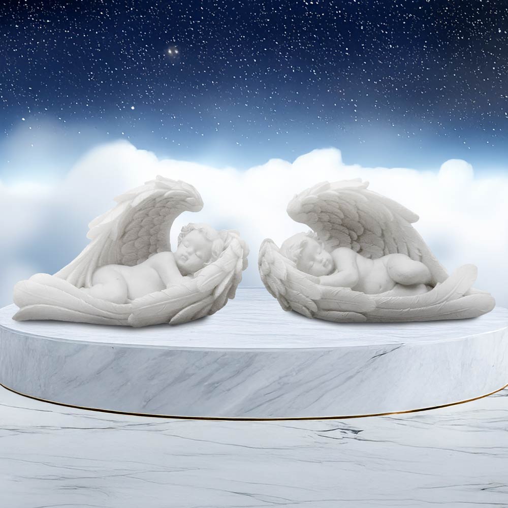 Softly They Sleep Set of Two Sleeping Cherub Figurines 10cm 7