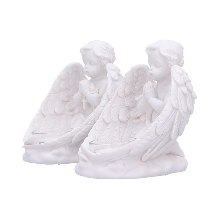Whispers to Heaven Praying Cherubs Tea Light Holder Set of Two 13cm 2