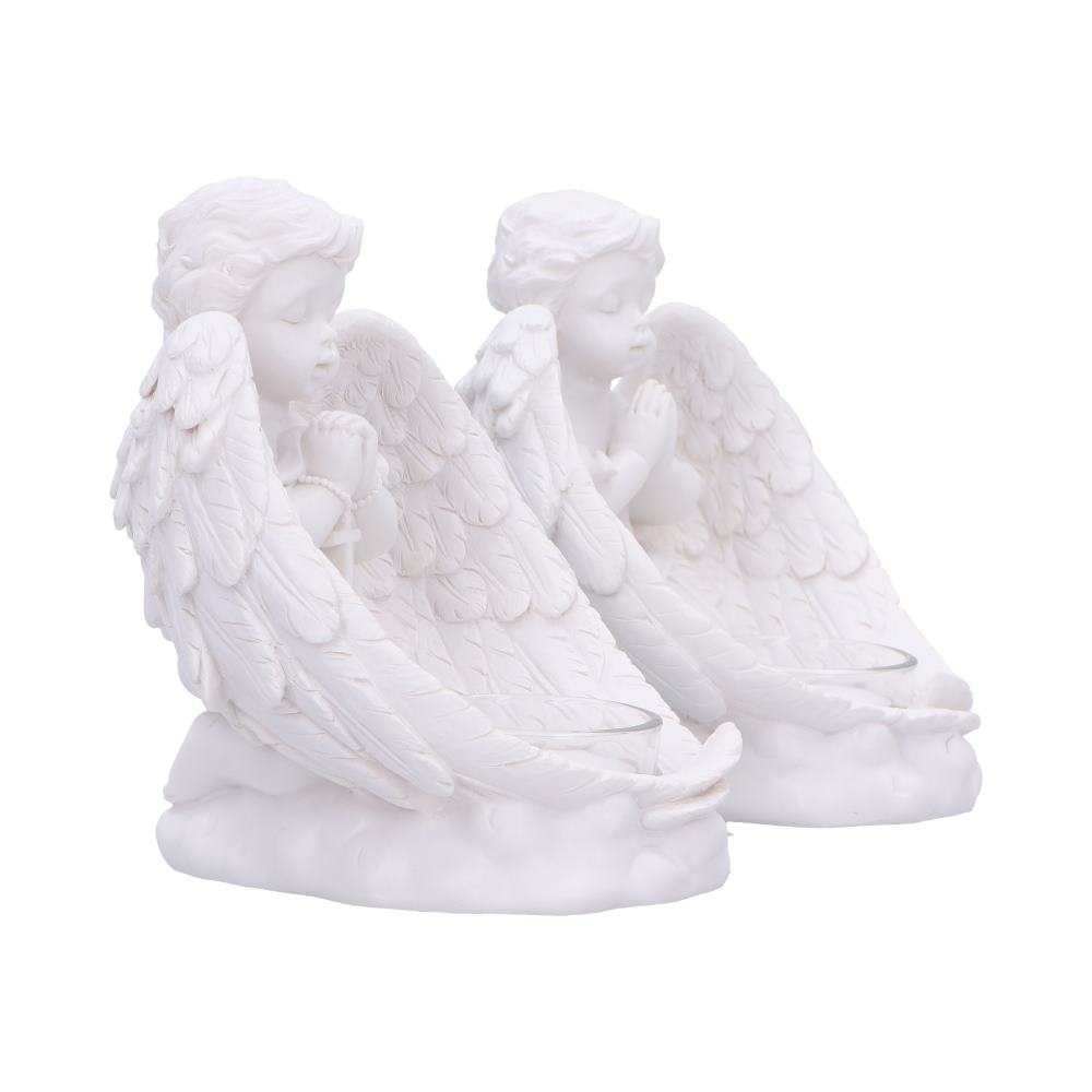 Whispers to Heaven Praying Cherubs Tea Light Holder Set of Two 13cm 4
