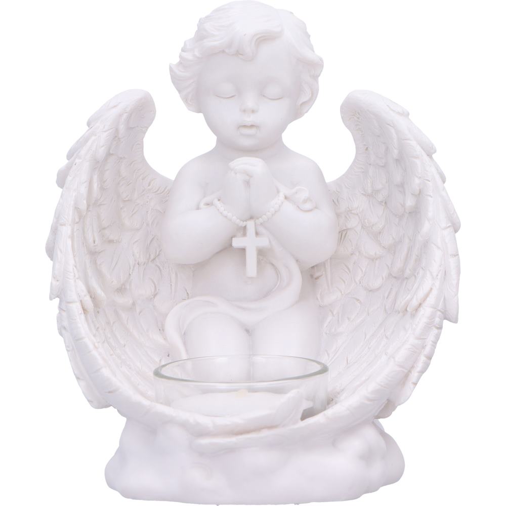 Whispers to Heaven Praying Cherubs Tea Light Holder Set of Two 13cm 5