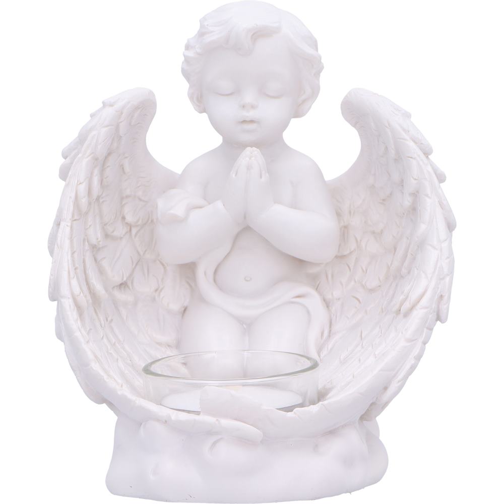 Whispers to Heaven Praying Cherubs Tea Light Holder Set of Two 13cm 6