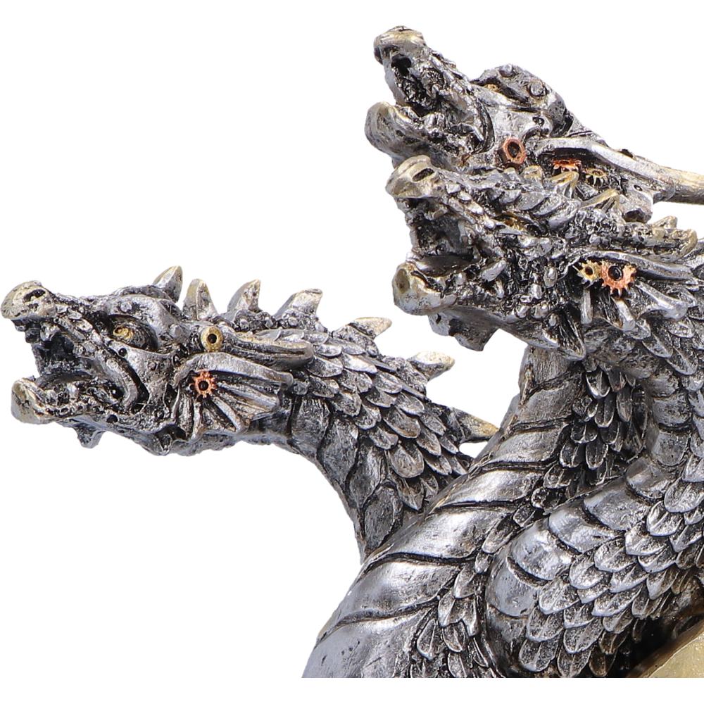 Three Headed Steampunk Dragon Figurine 23cm 5