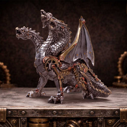 Three Headed Steampunk Dragon Figurine 23cm 7