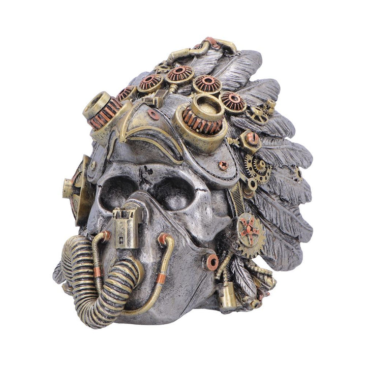 Cogwork Chief Steampunk Feather Skull 15.7cm