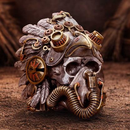 Cogwork Chief Steampunk Feather Skull 15.7cm 7
