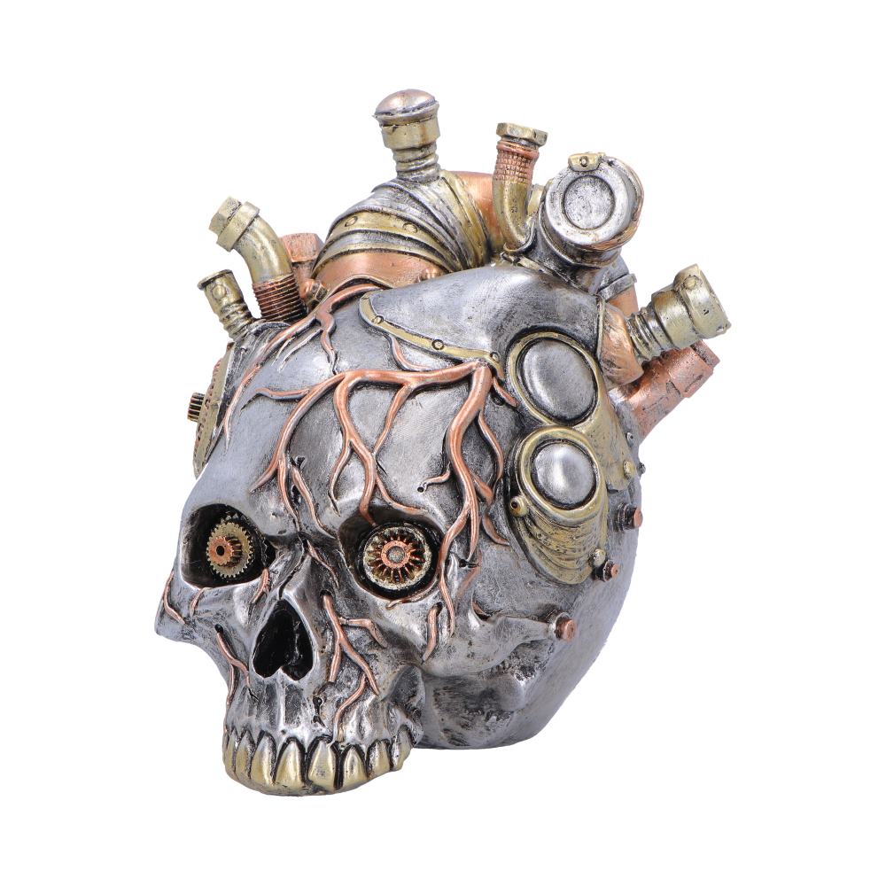 Cardiac Cranium Steampunk Silver Skull 17.5cm 2