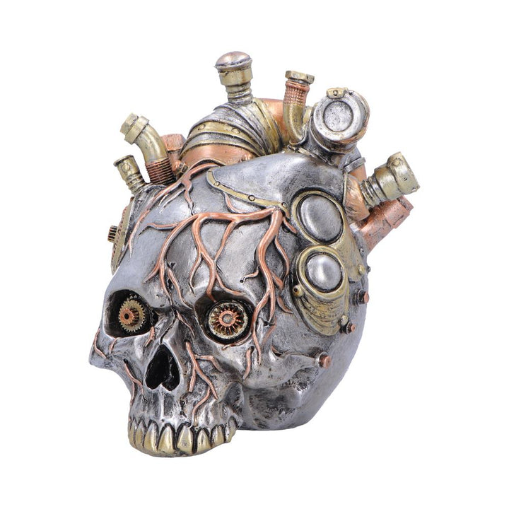 Cardiac Cranium Steampunk Silver Skull 17.5cm