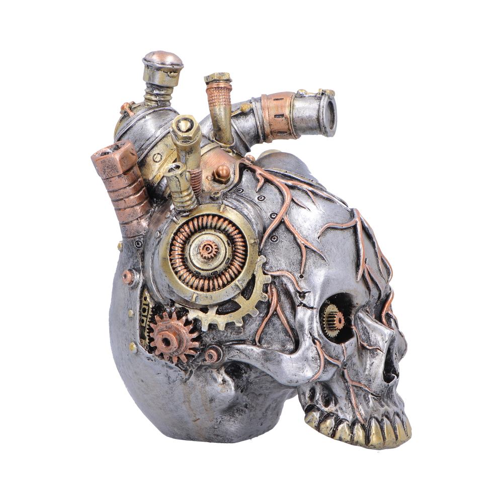 Cardiac Cranium Steampunk Silver Skull 17.5cm