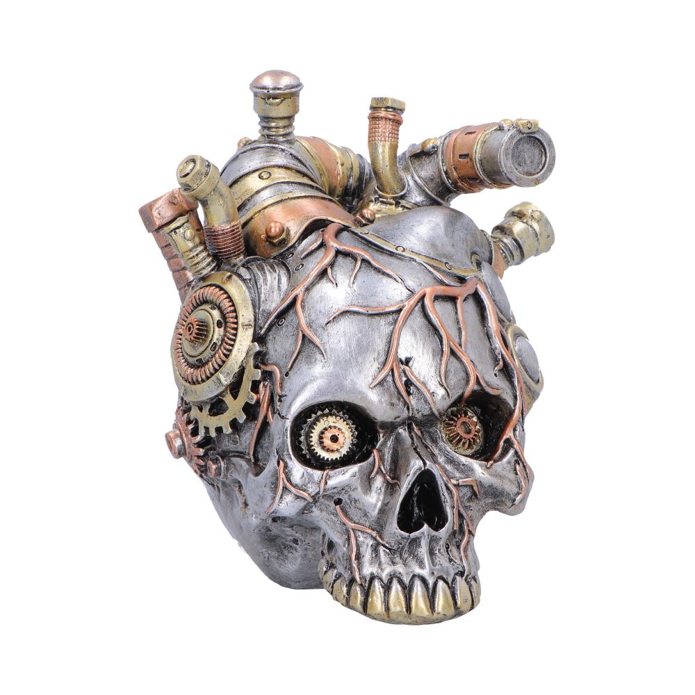 Cardiac Cranium Steampunk Silver Skull 17.5cm