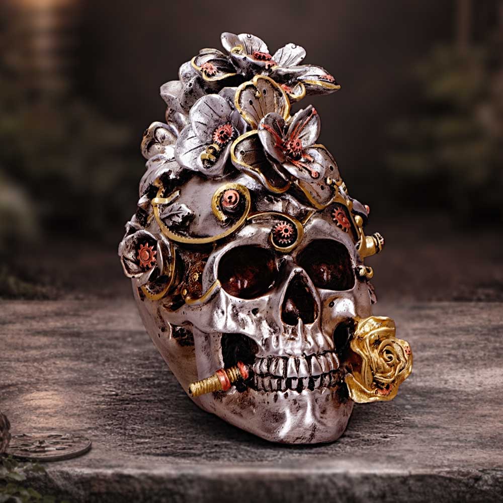 Clockwork Bloom Steampunk Skull 16cm 7