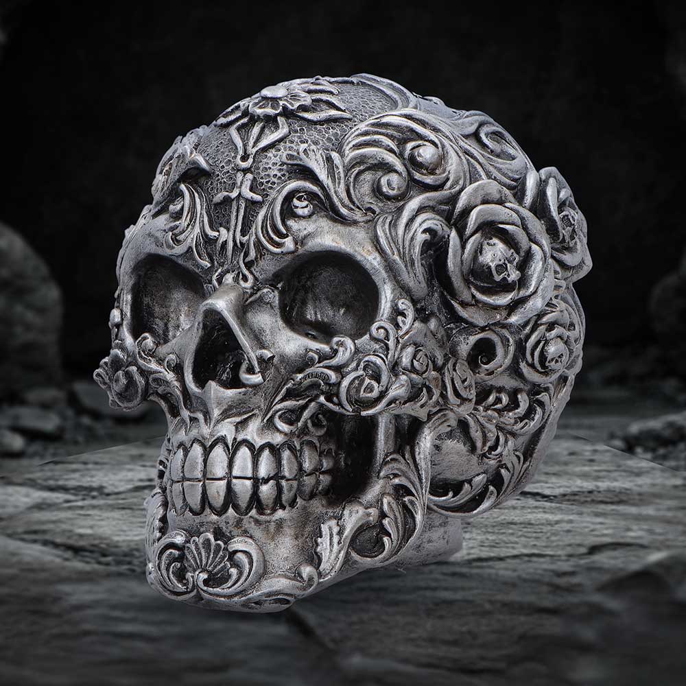 Gilded Memento Gothic Skull Figurine 12.2cm 7