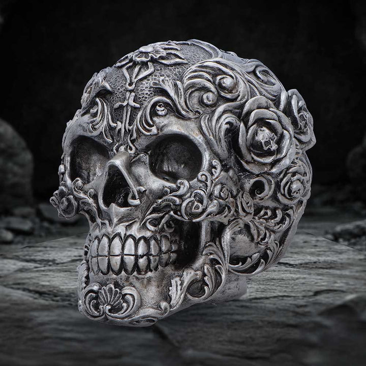 Gilded Memento Gothic Skull Figurine 12.2cm 7