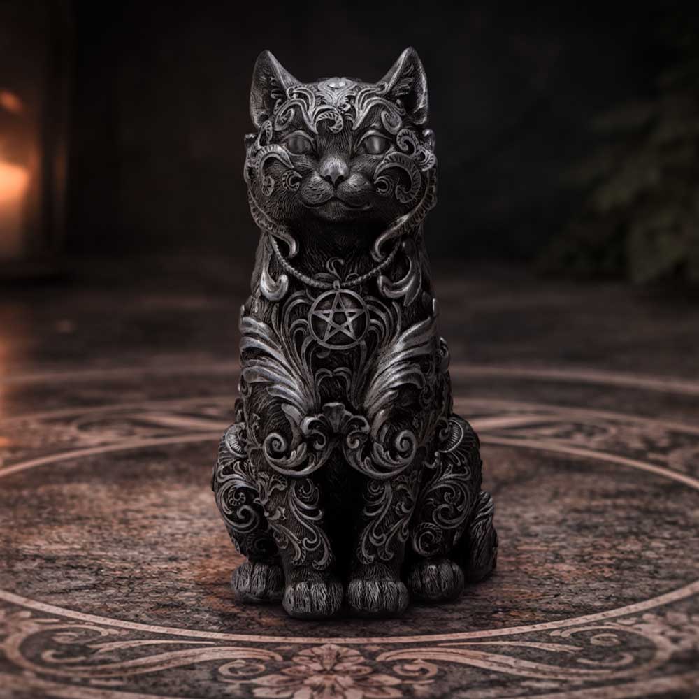 Hexbound Familiar Silver Cat Figurine 23cm 7