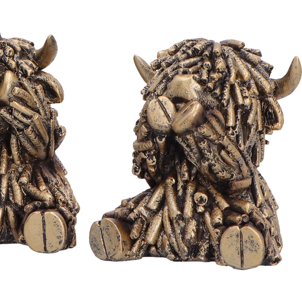 Three Wise Gold Highland Cows 7.5cm 5