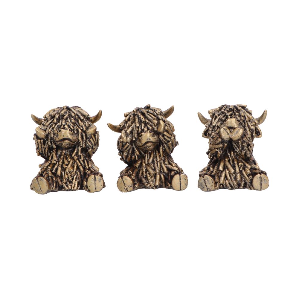 Three Wise Gold Highland Cows 7.5cm 1