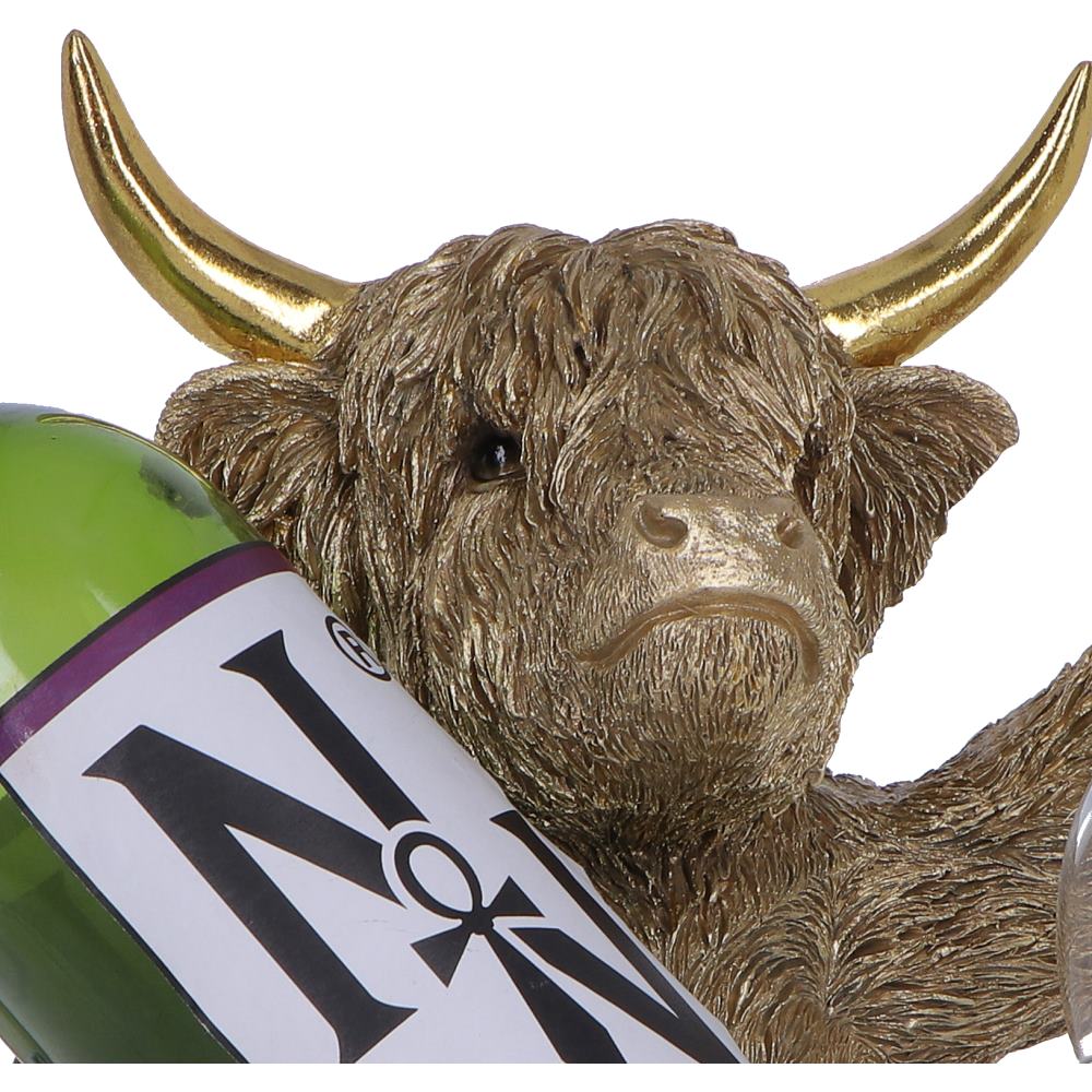 Gold Highland Cow Wine Bottle Holder 26.8cm 3