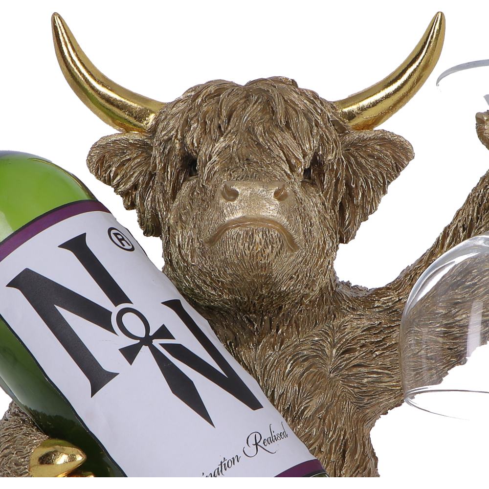 Gold Highland Cow Wine Bottle Holder 26.8cm 4