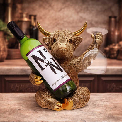 Gold Highland Cow Wine Bottle Holder 26.8cm 5