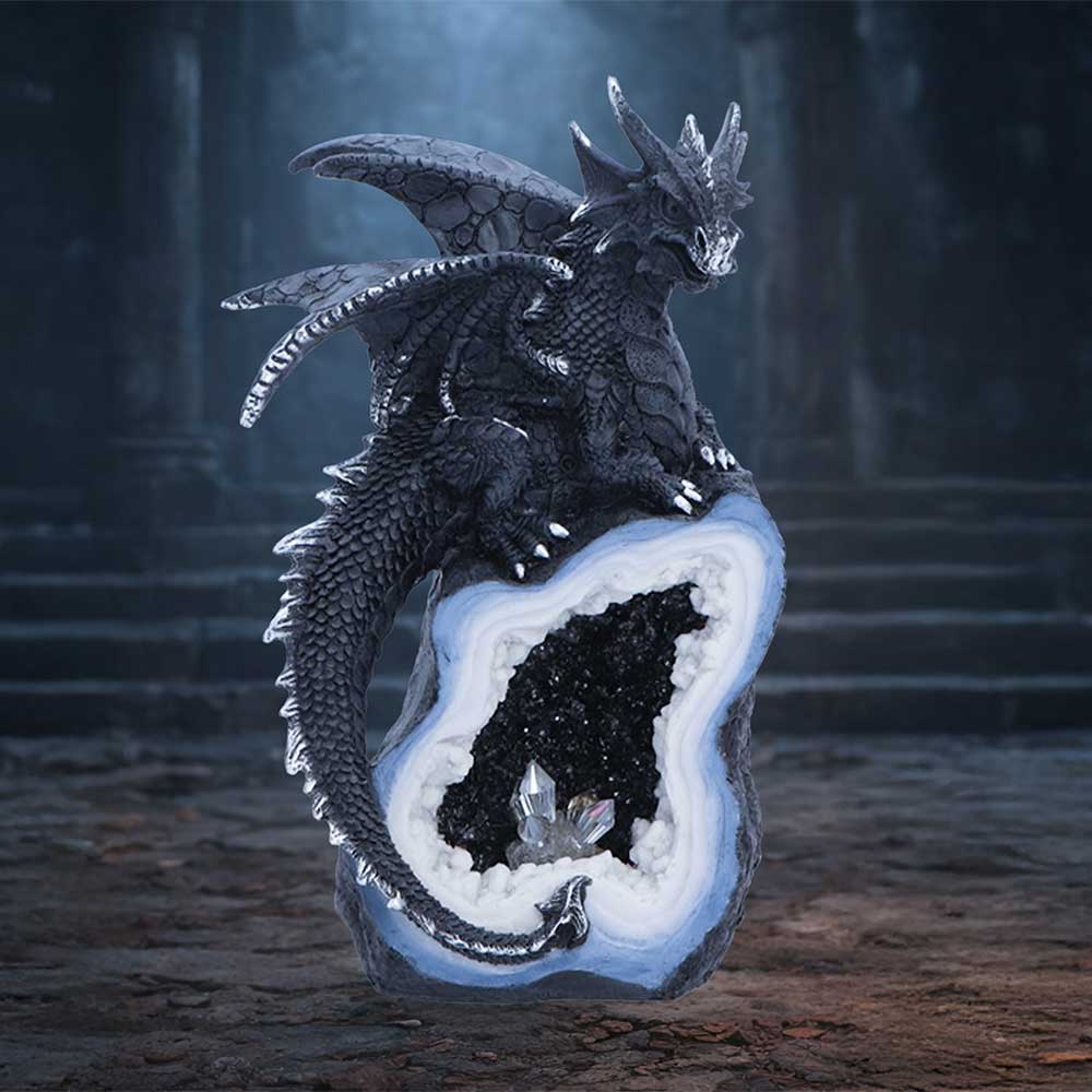 Shadow Crystal Keeper Black Dragon on Geode Figurine 20.8cm 7