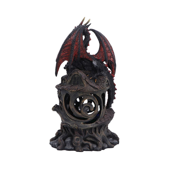 Midnight Warden Light-up Red and Black Dragon Hollow Figurine 23.5cm