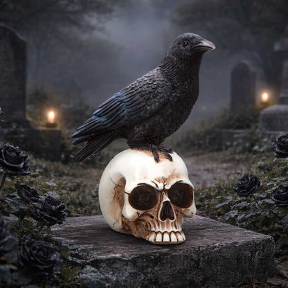 Nevermore Vigil Raven Standing on Skull Figurine 19.5cm 7