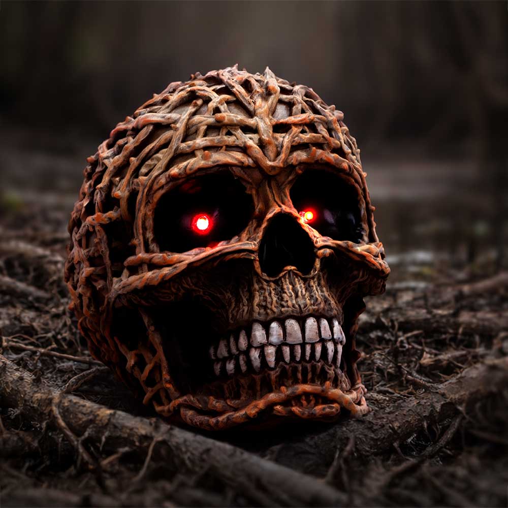 Rooted Vine Skull LED Figurine 15.8cm 7