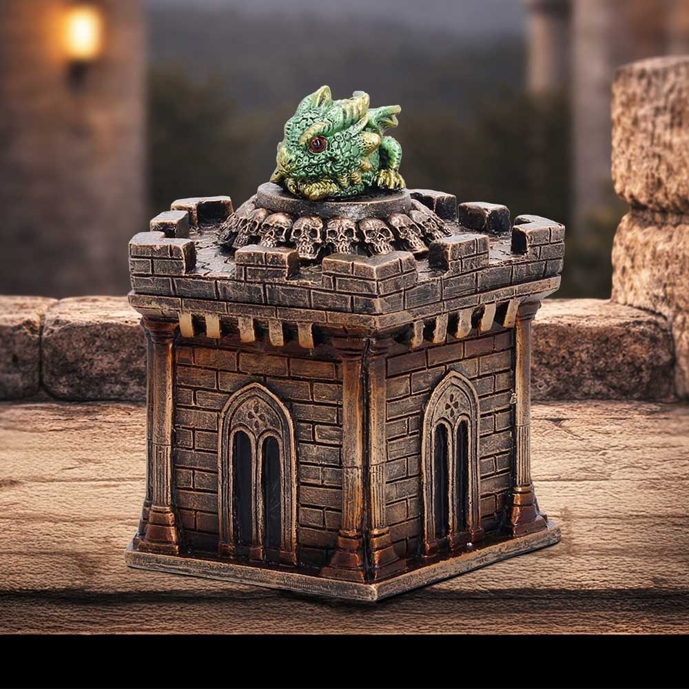 Warden of the Crypt Green Dragon on Castle Treasure Box 12.5cm 7