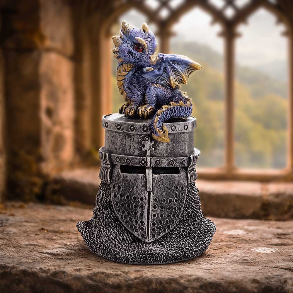 Hatchling Helm Blue Dragon on Knight Helmet 13.2cm 7