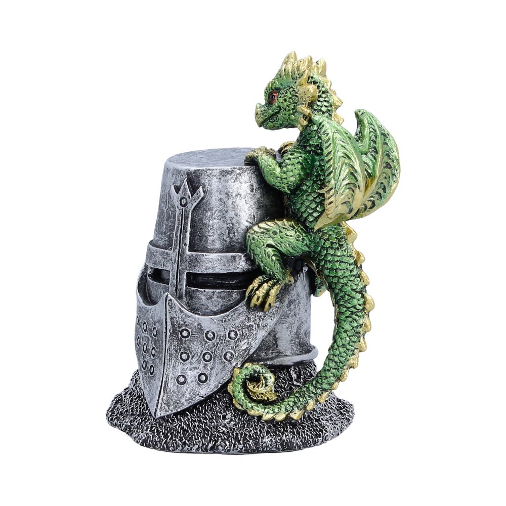 Green Dragon on Knight Helmet Figurine 12cm 2
