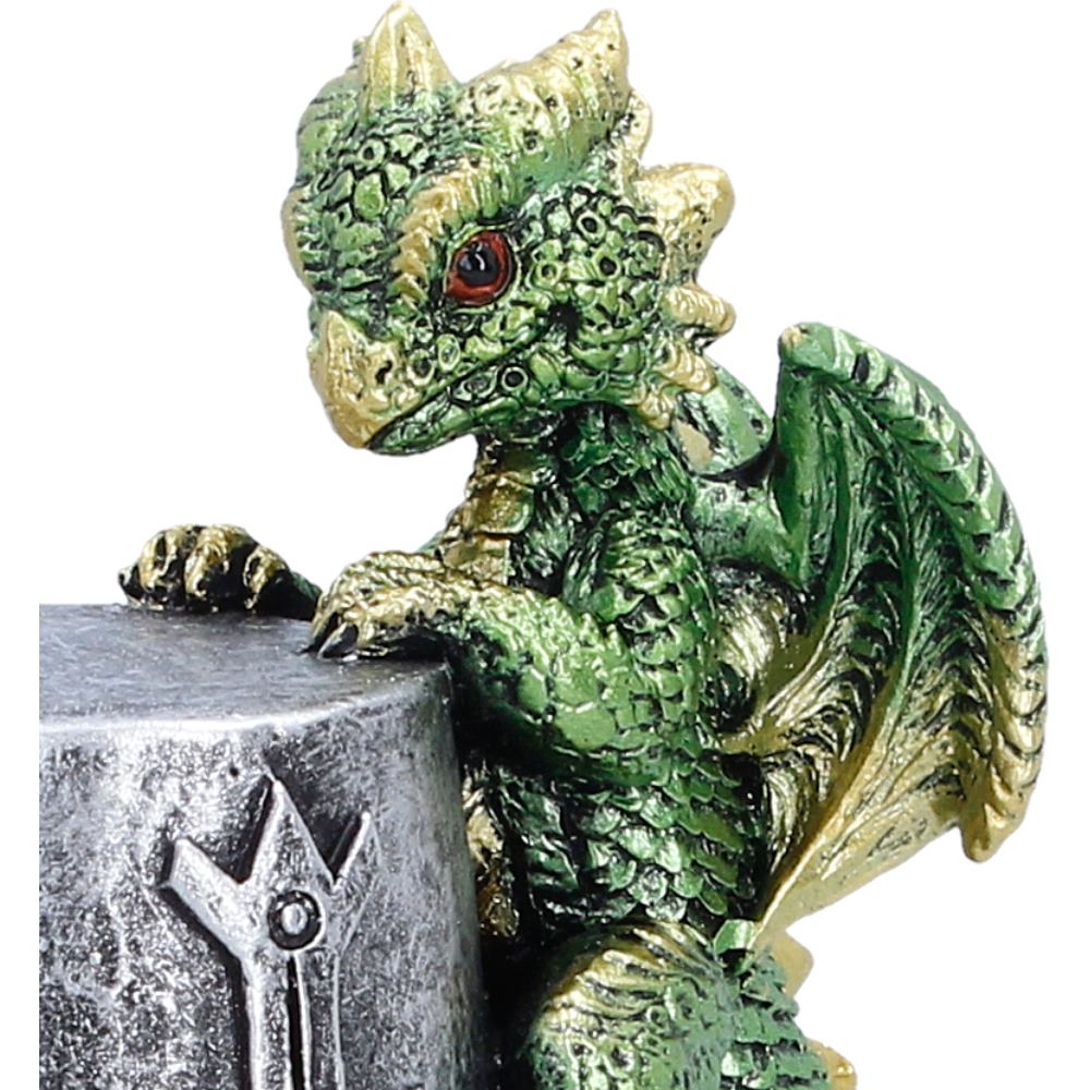 Green Dragon on Knight Helmet Figurine 12cm 5