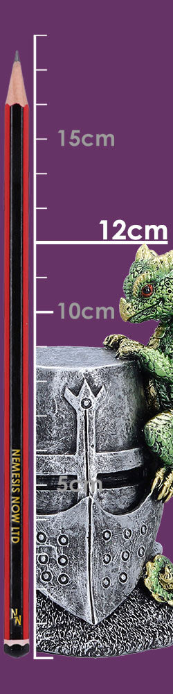 Green Dragon on Knight Helmet Figurine 12cm 8