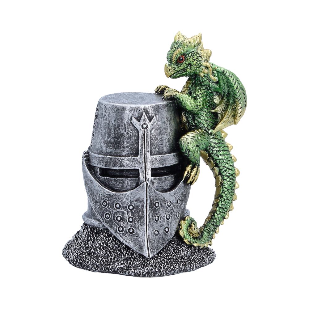 Green Dragon on Knight Helmet Figurine 12cm 1