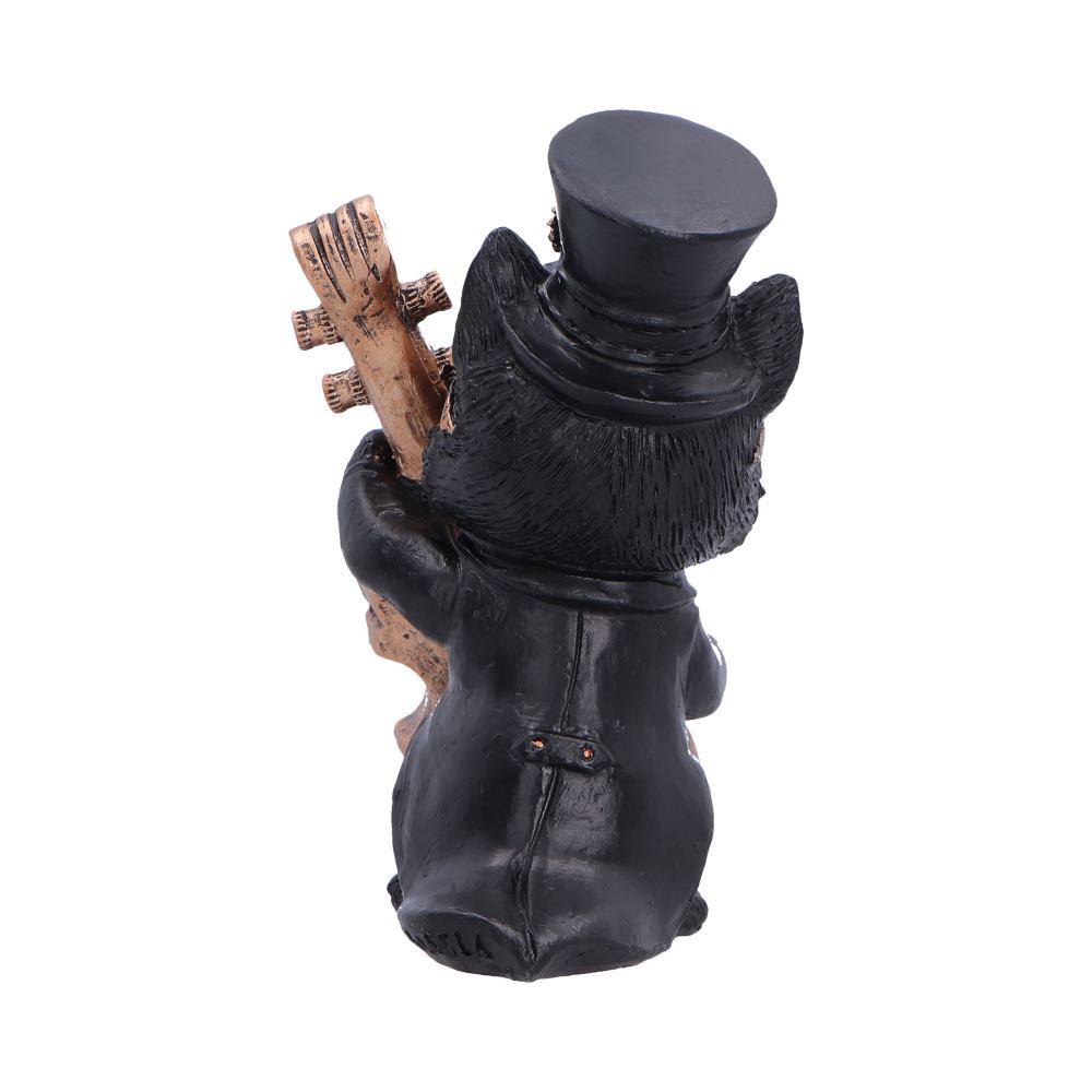Music Meowstro Steampunk Black Cat Playing Cello Figurine 10cm 3