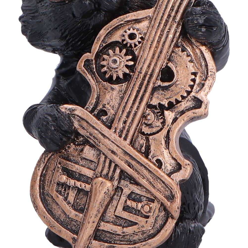 Music Meowstro Steampunk Black Cat Playing Cello Figurine 10cm 6