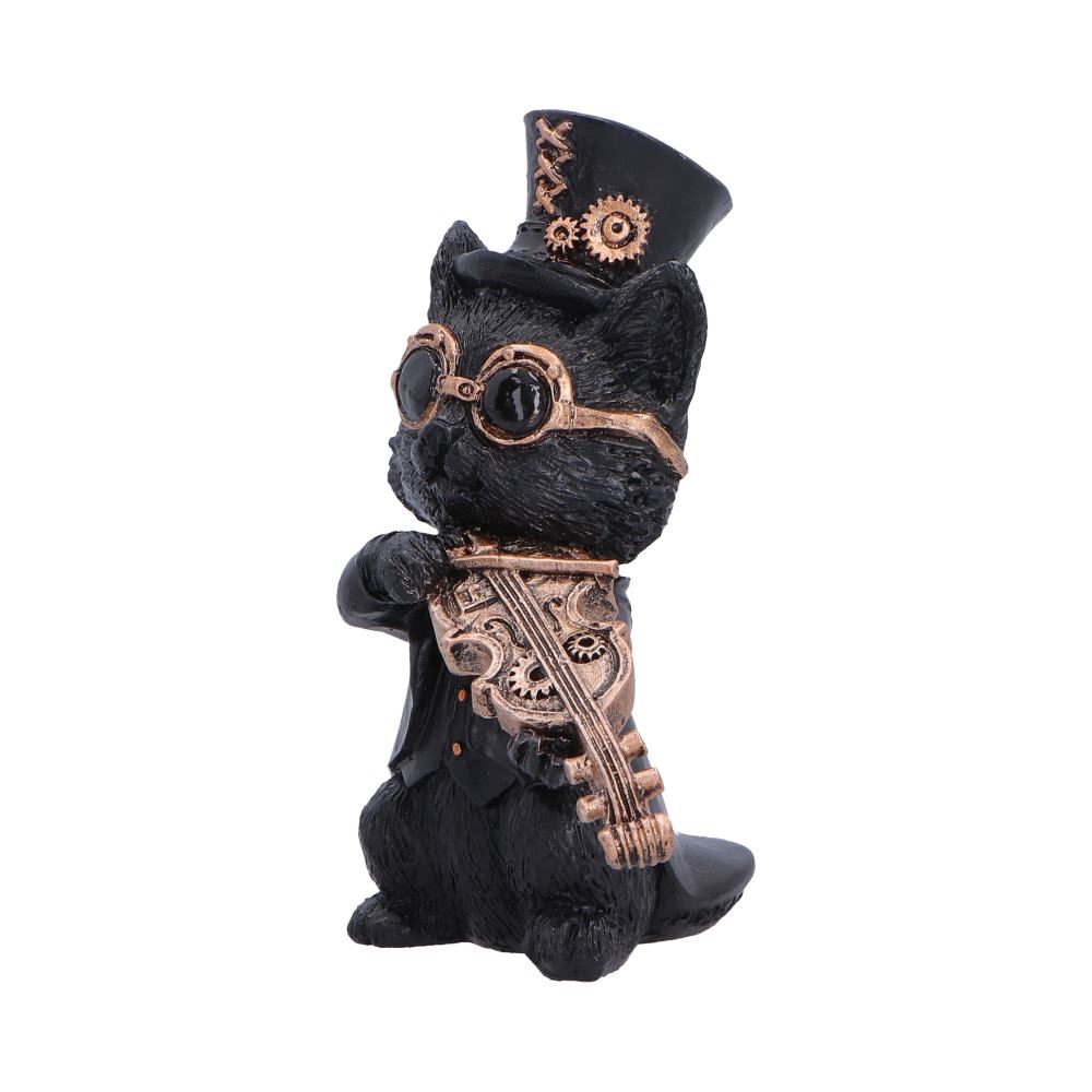 Music Meowstro Steampunk Black Cat Playing Violin Figurine 10cm 2