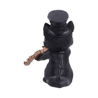Music Meowstro Steampunk Black Cat Playing Violin Figurine 10cm 3